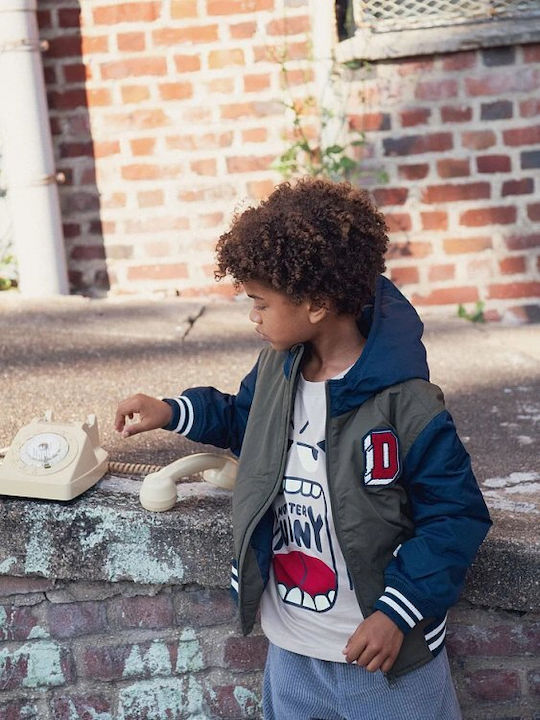 Kids Casual Short Coat with Hood Blue