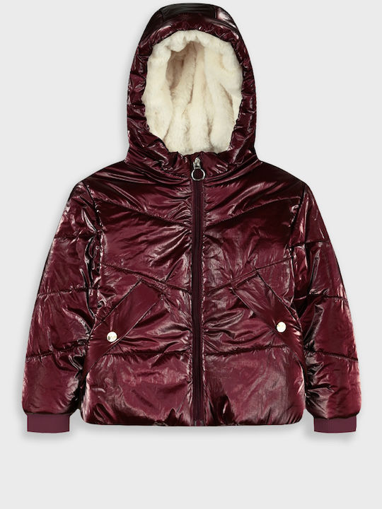Kids Quilted Short Jacket with Lining & Hood Silver