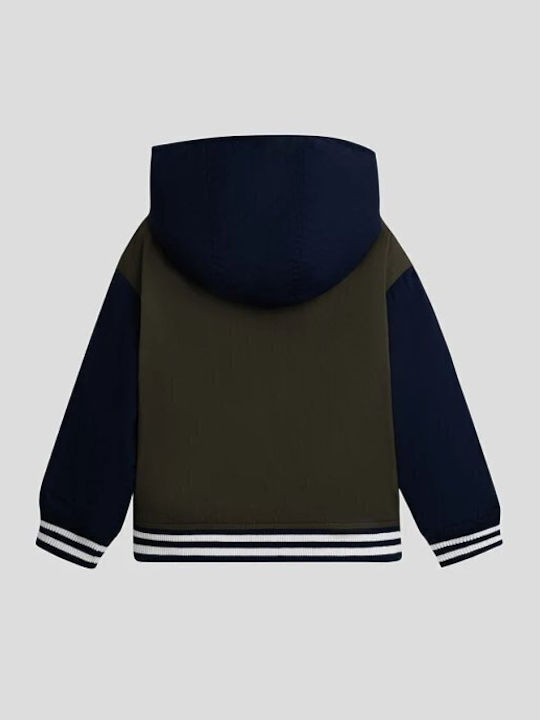 Kids Casual Short Coat with Hood Blue