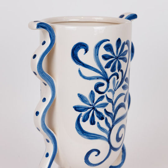 Eurolamp Dekorative Keramik Vase Blau 22,5x14xH31cm