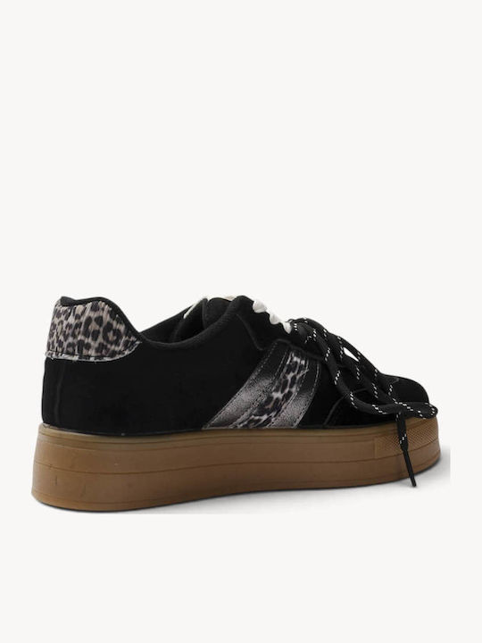 Schwarze Sneakers Print Details Doppelte Schnürsenkel