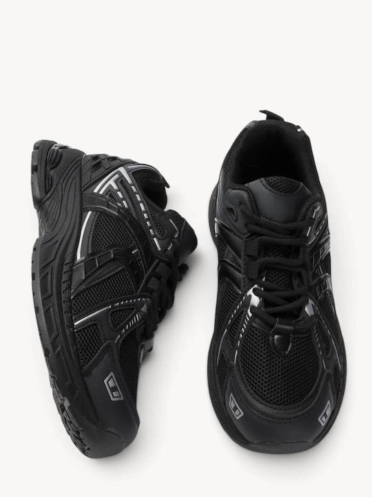 Schwarze Sneakers Mesh Mehrlagige Technische Panels
