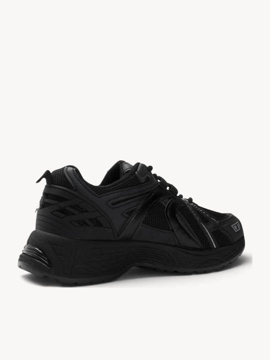 Schwarze Sneakers Mesh Mehrlagige Technische Panels