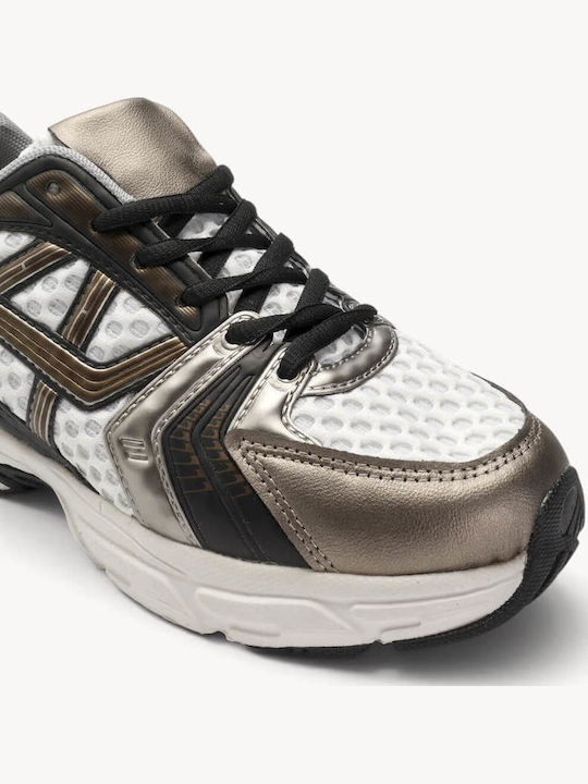 Schwarze Retro Runner Sneakers Mesh Technische Paneele