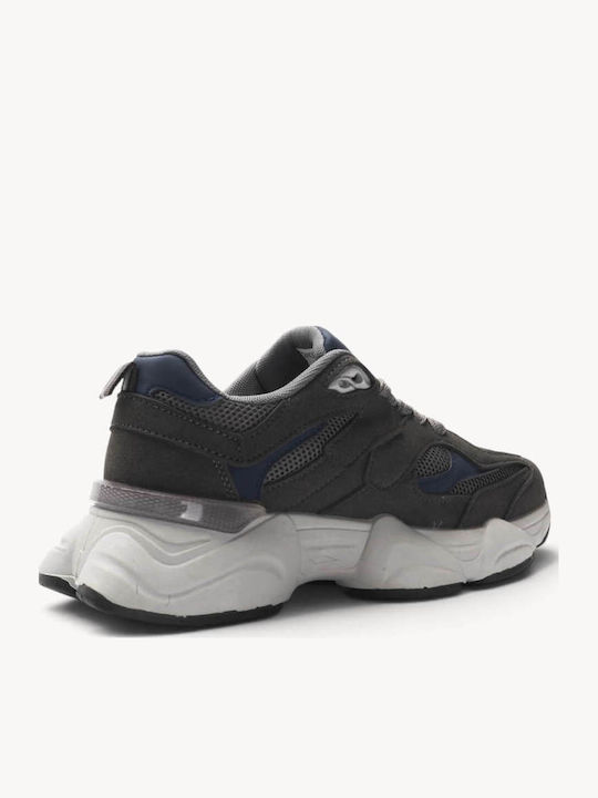 Graue Sneakers Chunky Sohlen Details Mesh