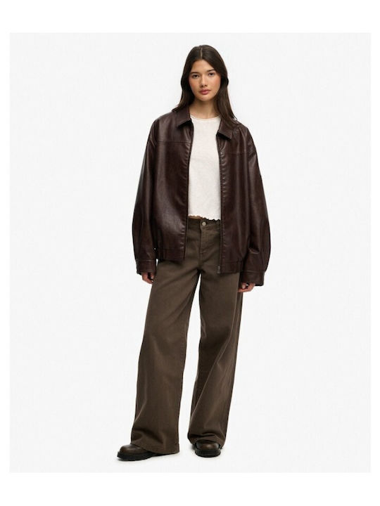 Superdry Women's Biker Jacket Hot Chocolate