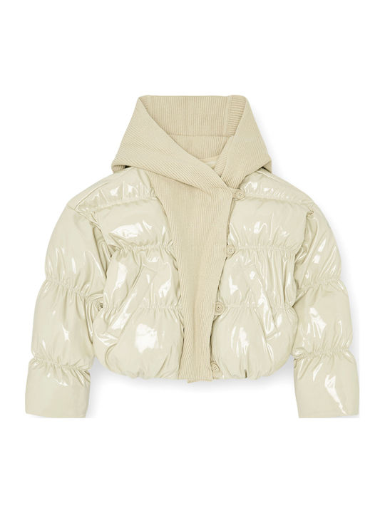 Women's Puffer Jacket for Winter Beige