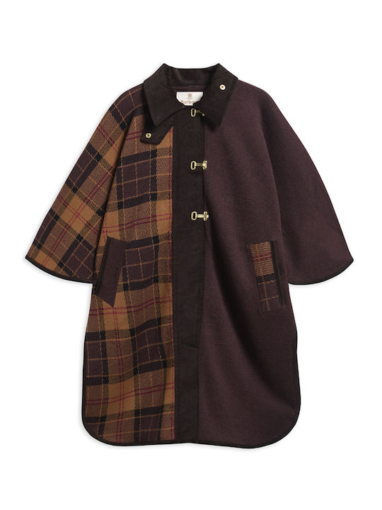 Women's Winter Jacket Brown Black Burgundy