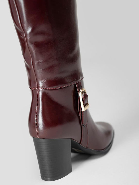 Damenstiefel mit Hohem Absatz Burgundisch