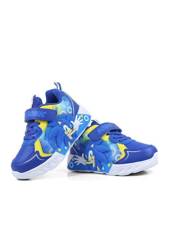 Kids Sneakers Anatomic with Hoop & Loop Closure & Lights Blue