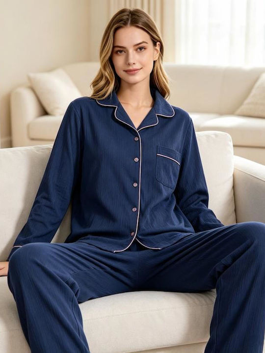 Goodnight Set De Pijamale De Vară Pentru Femei Albastru Închis
