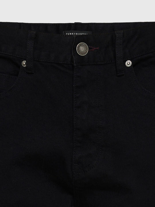 Men's Elastic Tapered Black Jeans Pants