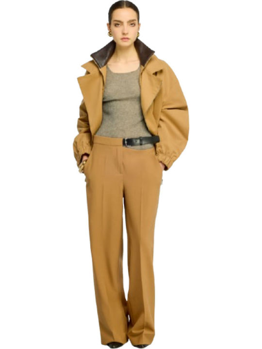 Women's Fabric Trousers Beige