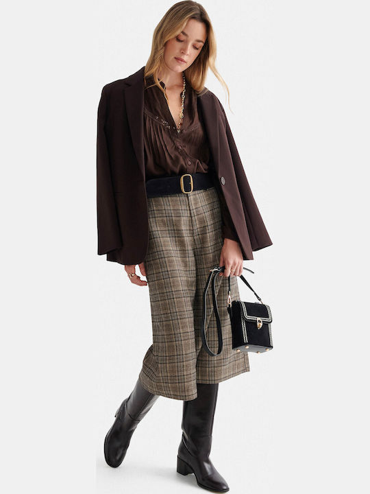 Long Sleeve Women's Shirt Brown Monochrome