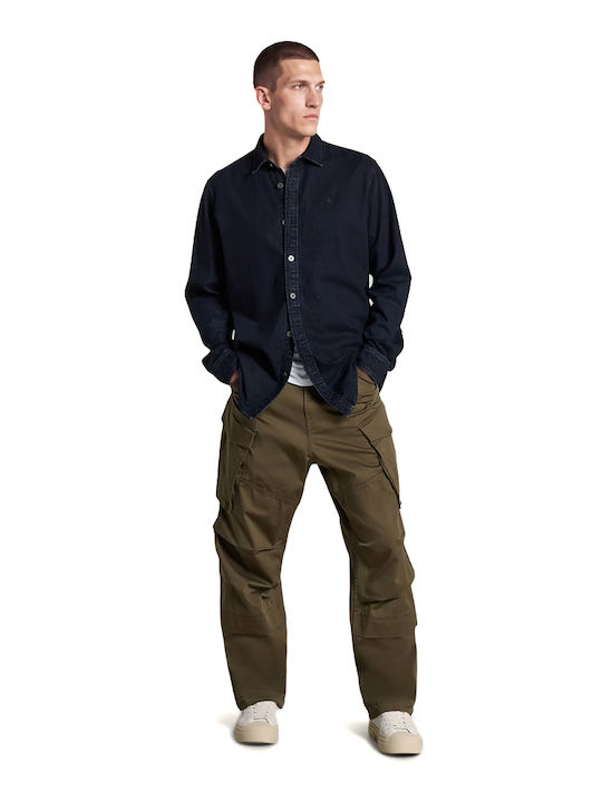Clean Long Sleeve Denim Shirt in Regular Fit Blue