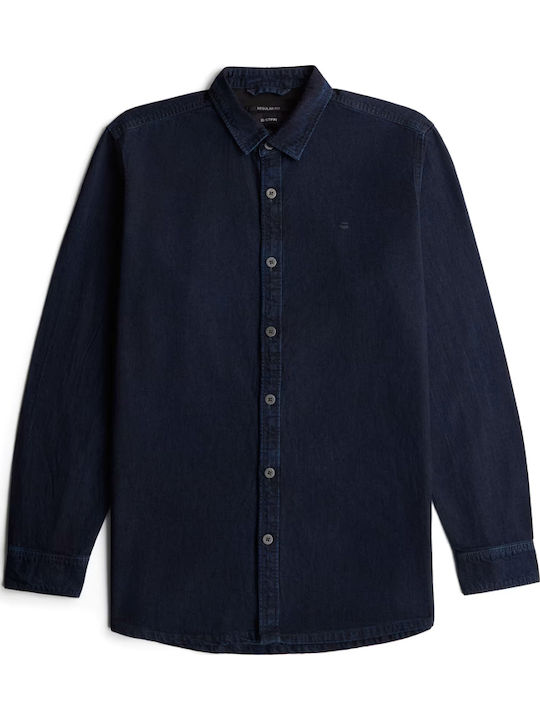 Clean Long Sleeve Denim Shirt in Regular Fit Blue