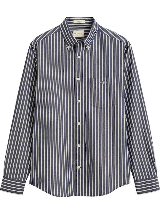 Long Sleeve Shirt in Regular Fit Striped Classic Blue