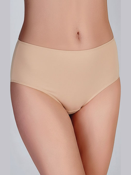 Βαμβακερά Ψηλόμεσα Γυναικεία Slip 3Pack Μπέζ/λευκό