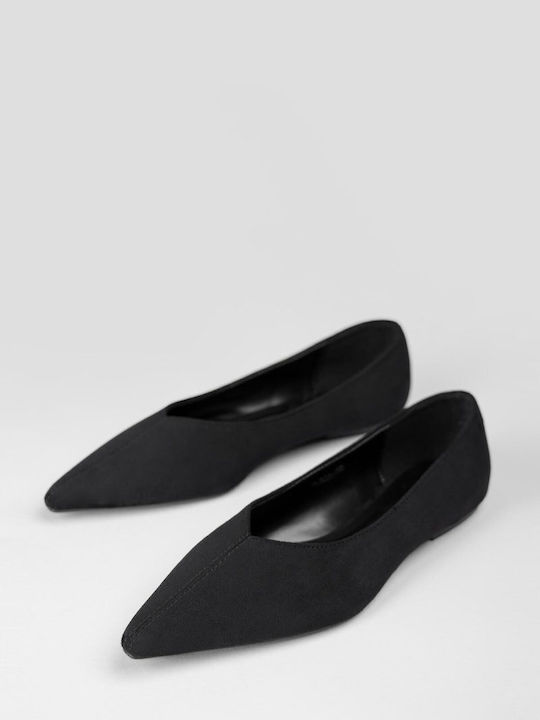 Wildleder Damen Ballerinas Spitz zulaufend Schwarze