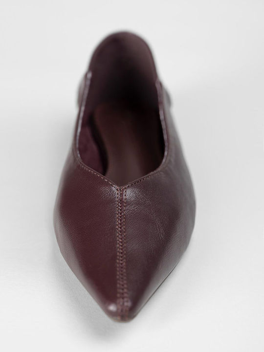 Damen Ballerinas Spitz zulaufend Burgundisch
