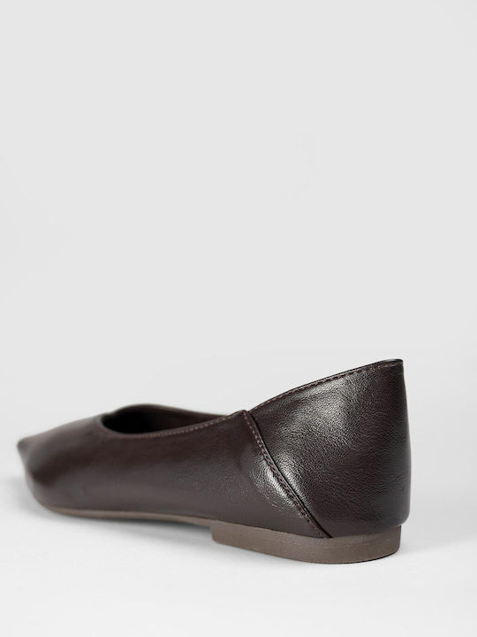 Damen Ballerinas Spitz zulaufend Braune