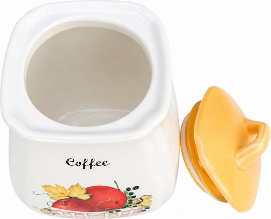 Kitchen Set 2 Pieces Jars for Coffee / Tea with Lid from Porcelain Brown 12x13cm 2 Pieces