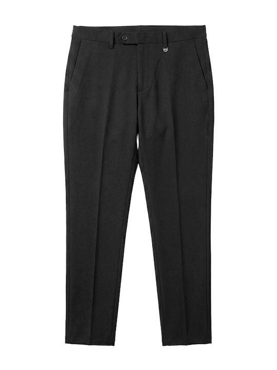 Bryan Men's Elastic Slim Fit Black Trousers