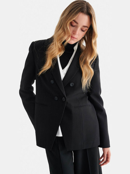attrattivo Women's Double Breasted Blazer Black