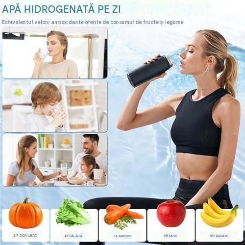 Arvada Hydrogo Sticlă pentru Prepararea Apei Îmbogățite cu Hidrogen 420 Ml Tehnologie de Electroliză Recipient din Sticlă Borosilicată Încărcare Usb Operare cu Un Singur Buton