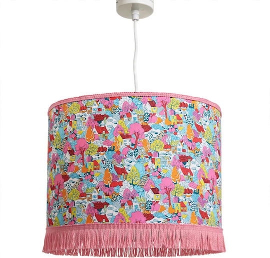Single-Light Kids Ceiling Hanging Light with E27 Socket Pink 35x25cm