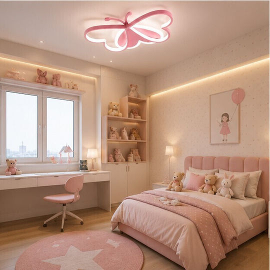 Einfaches Licht Kinderzimmer-Deckenleuchte aus Kunststoff 36W mit Lampensockelgröße E27 Rosa 50cm