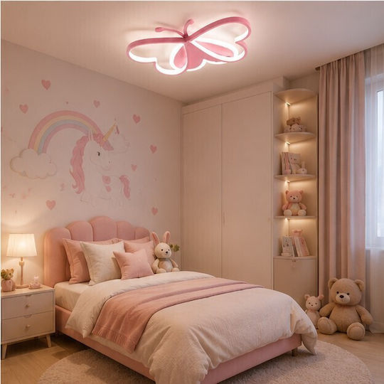 Einfaches Licht Kinderzimmer-Deckenleuchte aus Kunststoff 36W mit Lampensockelgröße E27 Rosa 50cm