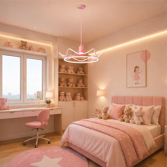 Einfaches Kinderzimmer-Deckenleuchte Hängend 35W mit E27-Fassung Rosa 50cm