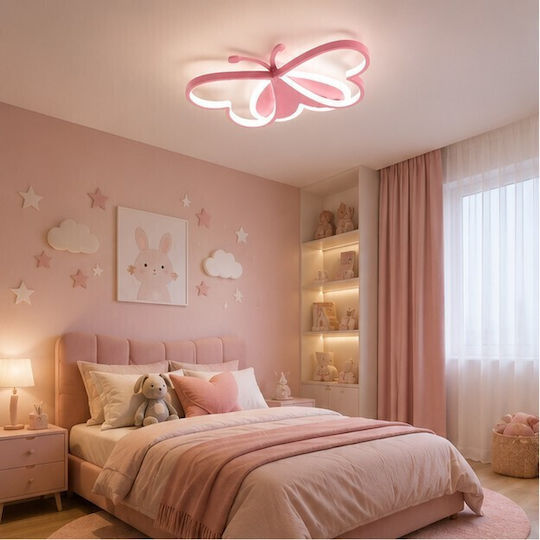 Einfaches Licht Kinderzimmer-Deckenleuchte aus Kunststoff 36W mit Lampensockelgröße E27 Rosa 50cm