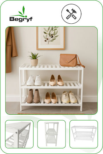 Bamboo Shoe Cabinet Hallway 55x26x70cm