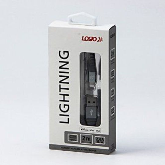 Logo Collection USB-A to Lightning Cable Γκρι 2m