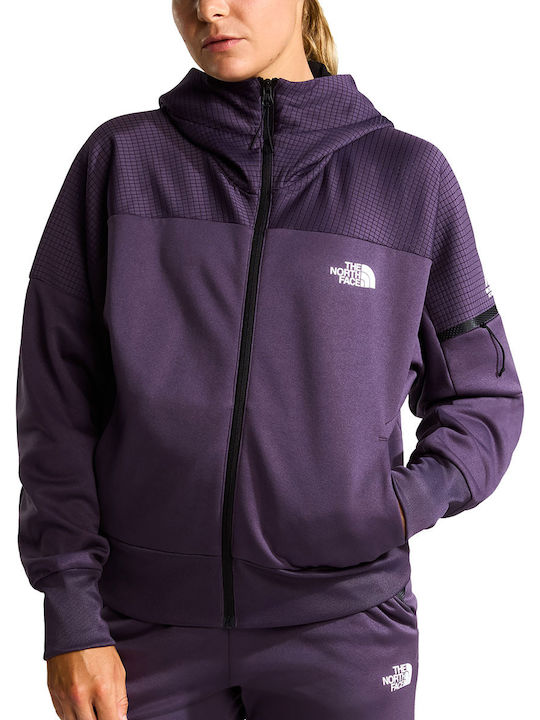 Women's Hooded Sweatshirt Cardigan Purple