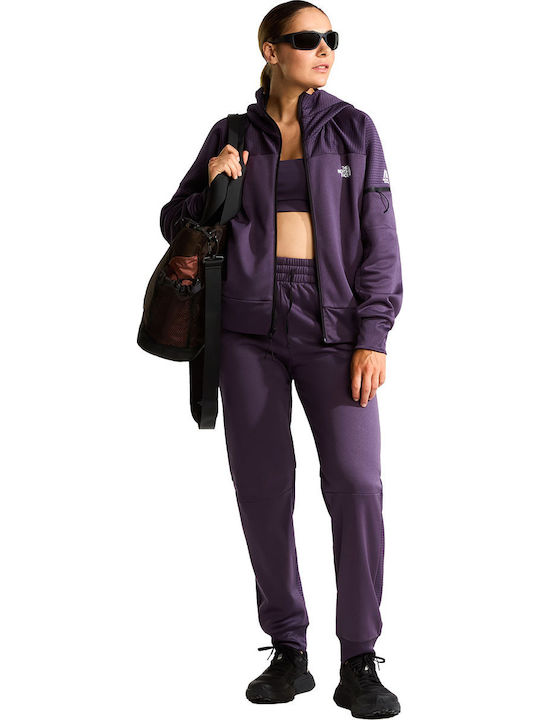Women's Hooded Sweatshirt Cardigan Purple