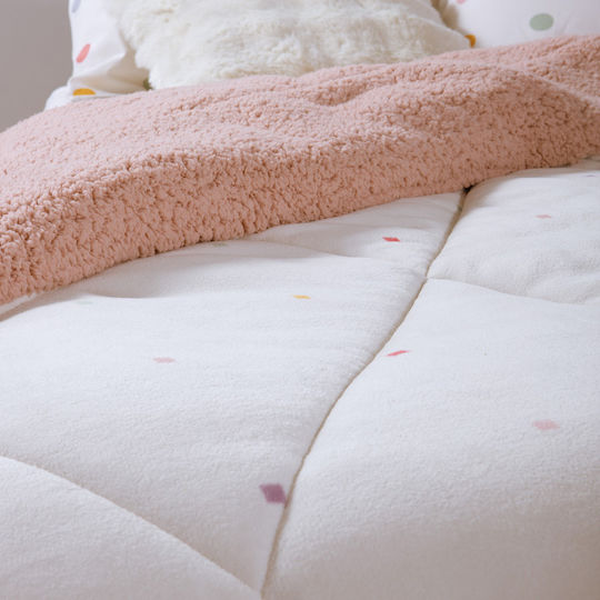 Nef-Nef Homeware Kinderbettdecken Set Einzeln mit Kissenbezug Dots Ecru 160x220cm
