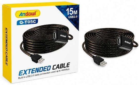 Andowl 15m USB 2.0 Cable A-Male to A-Female