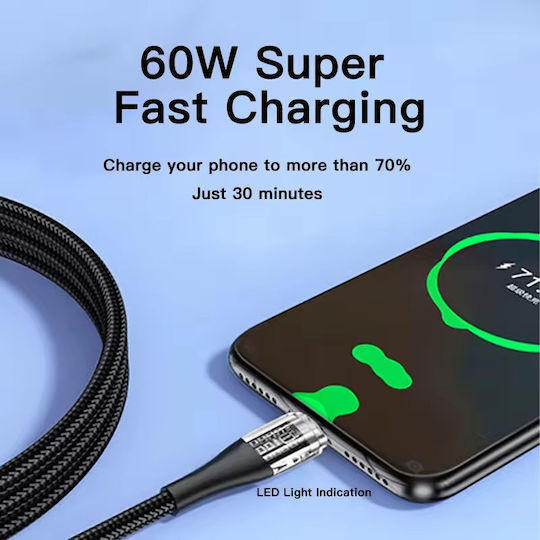 Leewello Cablu USB 2.0 USB-C Masculin - USB-C 60W Negru 1m 783214-2-Negru