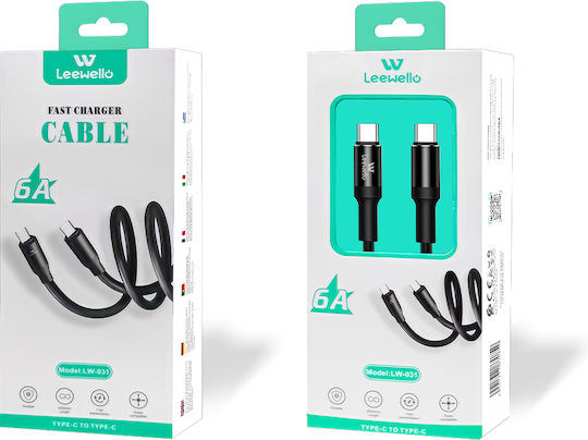 Leewello USB 2.0 Cable USB-C male - USB-C 60W Μαύρο 2m LW-031