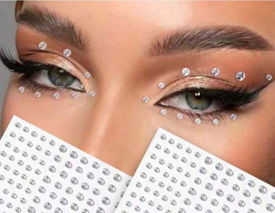 Körper-Aufkleber Nägel Sticker 3D Strass Silber 70Stücke 2omo83