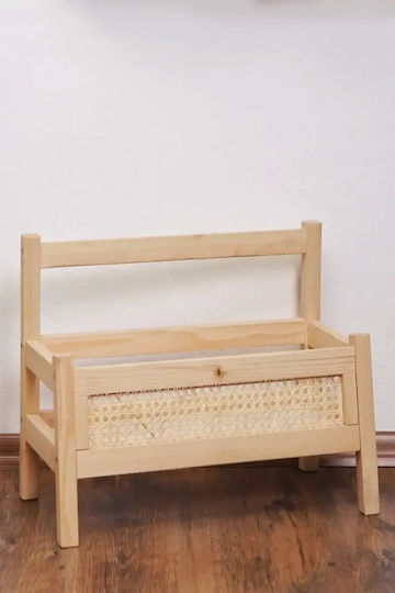 Bibliotecă de Pardoseală Din Lemn Bej 49x41x28cm
