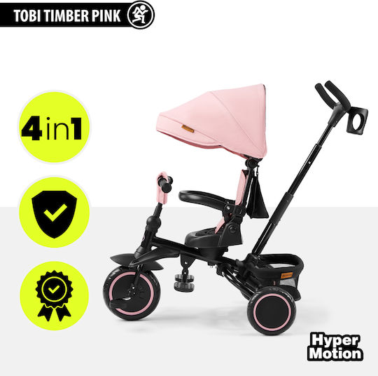 HyperMotion Tobi Timber Сгъваема и Превозно средство 4 в 1 за 1-5 Годишни Розов