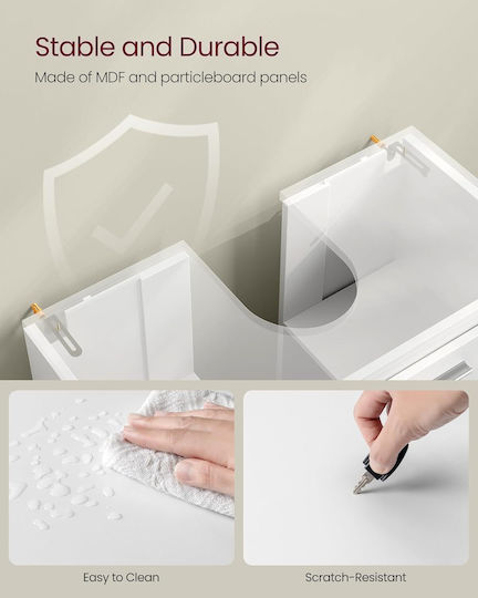 Vasagle Πάγκος χωρίς Νιπτήρα Μ60xΒ30xΥ60cm Λευκός