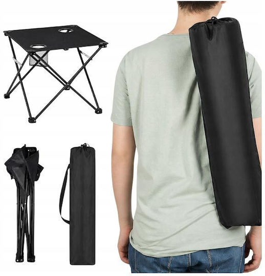 Metallic Folding Camping Table 47.5x43x43cm Black