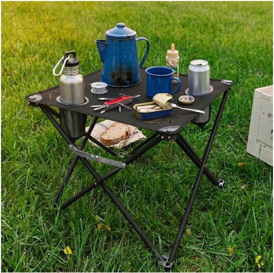 Metallic Folding Camping Table 47.5x43x43cm Black