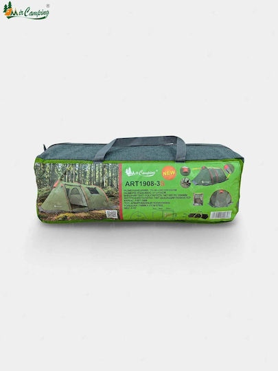 Cort Camping Tunel Verde 4 Anotimpuri pentru 3 Persoane 370x220x150cm