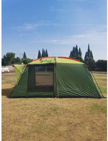 Cort Camping Verde cu Dublu Material 4 Anotimpuri pentru 4 Persoane 260x220x210cm